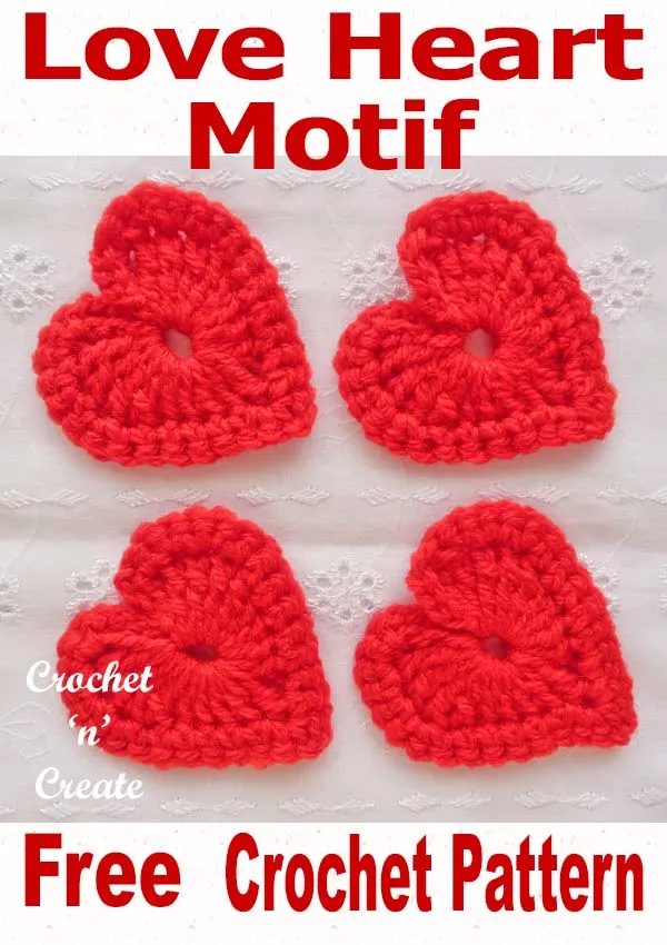 love heart motif free crochet pattern