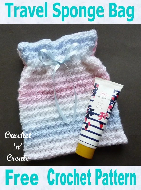 travel sponge bag uk free crochet pattern