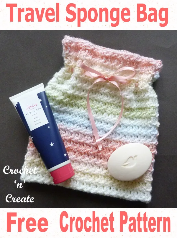 travel sponge bag free crochet pattern