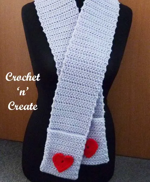 Free crochet pattern valentine pocket scarf uk