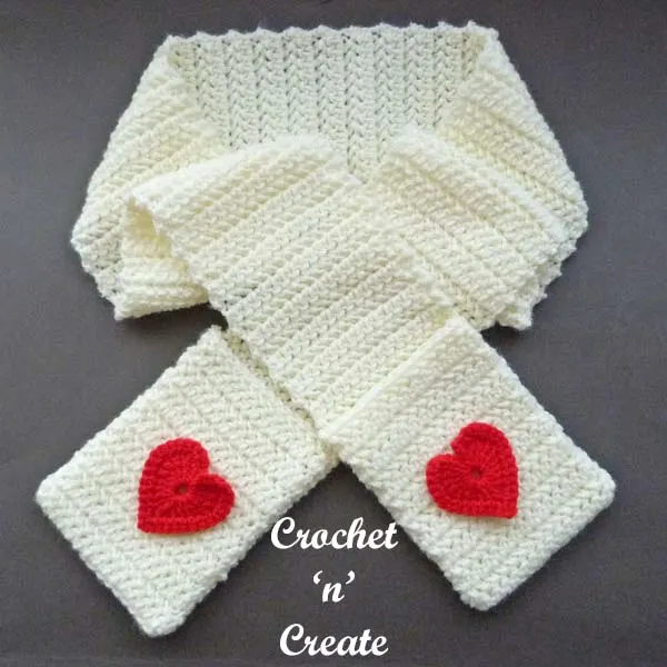 valentine pocket scarf free crochet pattern