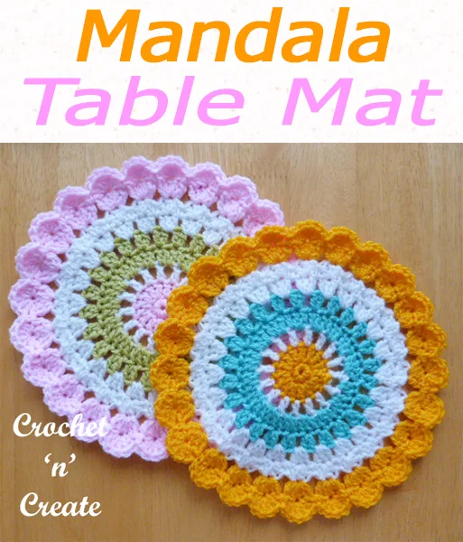 Use up your left over yarns for this mandala, a free crochet pattern which is finished with a flurry of shells, make for plant pot mats or use as a doily, using complimentary colors it looks stunning when made. CLICK and scroll down the page for the pattern. | #crochetdoily #crochetmandala #crochettablecentre #crochetncreate #crochet #howto #crochetpattern #freecrochetpattern #easypattern #freepattern #forbeginners #diy #crafts #crochetaddict #followforcrochet