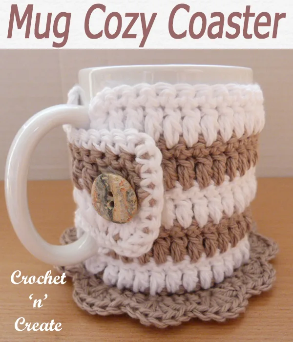 Free all in one crochet coaster and mug cozy pattern, sweet little design that will look cute on your tables. CLICK and scroll down the page for the pattern. | #crochetmugcozy #crochetcoaster #crochetmugwarmer #crochetdining #crochetforthehome #crochetmat #crochet #crochetncreate #crochetpattern #freecrochetpattern #easypattern #freepattern #forbeginners #diy #crafts #crochetaddict #followforcrochet