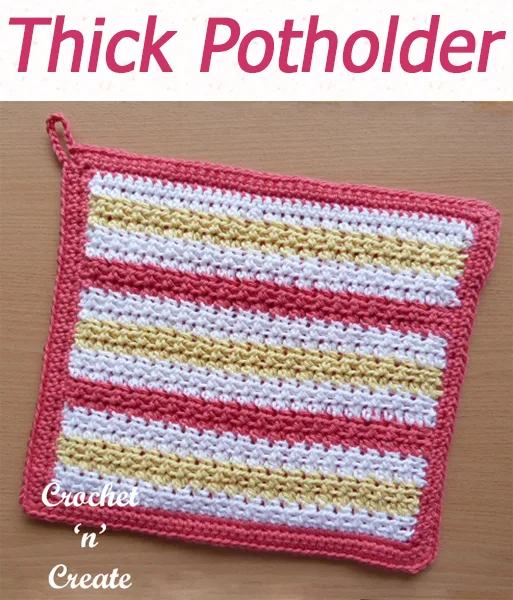 Double thickness potholder, a free crochet pattern which is a great design for beginner crocheters, quick and and easy stitch. CLICK and scroll down the page for the pattern. | #crochetpotholder #crochetncreate #crochet #howto #crochetpattern #freecrochetpattern #easypattern #freepattern #forbeginners #diy #crafts #crochetaddict #followforcrochet