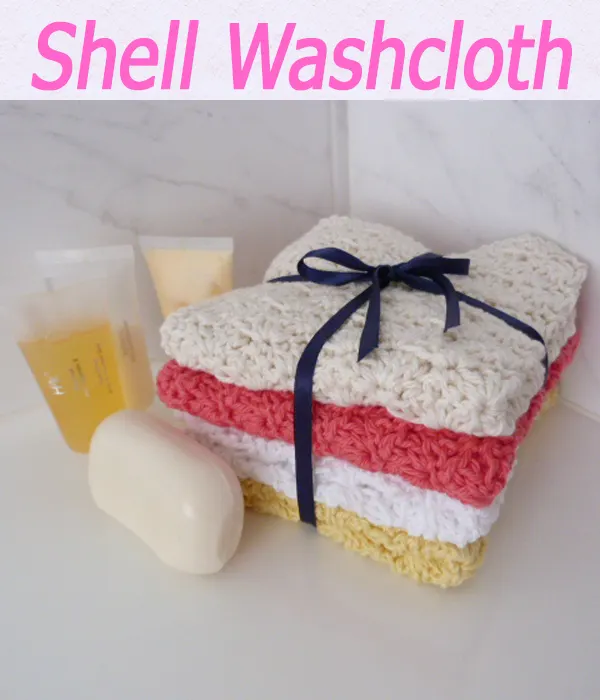 You can never have too many washcloths, make one for every member in your household in different colours, get this free shell crochet pattern on #crochetncreate CLICK and scroll down the page for the pattern. | #crochetwashcloth #crochetspa #crochetbathroom #crochet #howto #crochetpattern #freecrochetpattern #easypattern #freepattern #forbeginners #diy #crafts #crochetaddict #followforcrochet