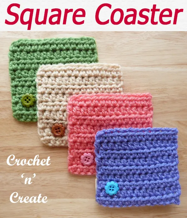 Simple square coaster designed for beginners crocheters in very easy stitch a free crochet pattern. CLICK and scroll down the page for the pattern. | #crochetforthehome #crochetcoaster #crochetdining #crochetncreate #crochet #crochetpattern #freecrochetpattern #easypattern #freepattern #forbeginners #diy #crafts #crochetaddict #followforcrochet