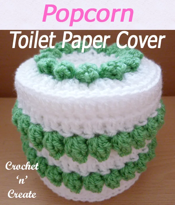 Popcorn toilet paper cover, make this free crochet pattern in pastel colors to brighten up your bathroom. CLICK and scroll down the page for the pattern. | #crochettpcovers #crochetbathroom #crochetncreate #crochet #howto #crochetpattern #freecrochetpattern #easypattern #freepattern #forbeginners #diy #crafts #crochetaddict #followforcrochet