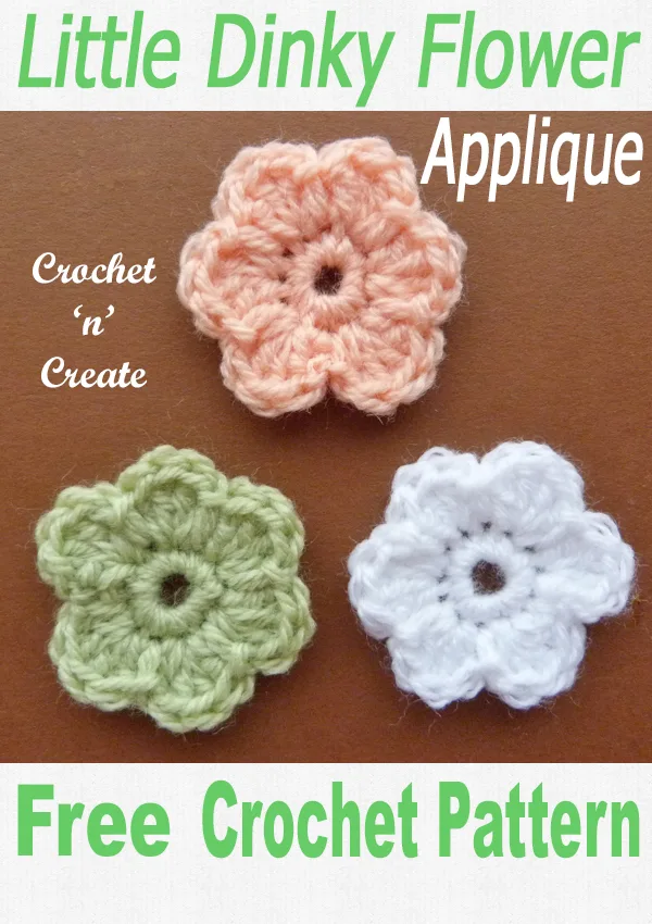 Crochet dinky flower applique