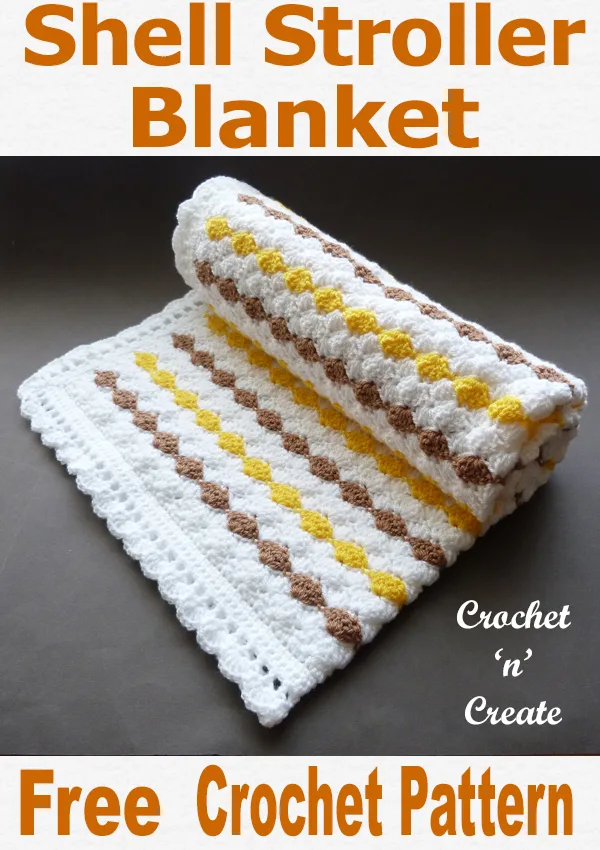 Crochet shell stroller blanket