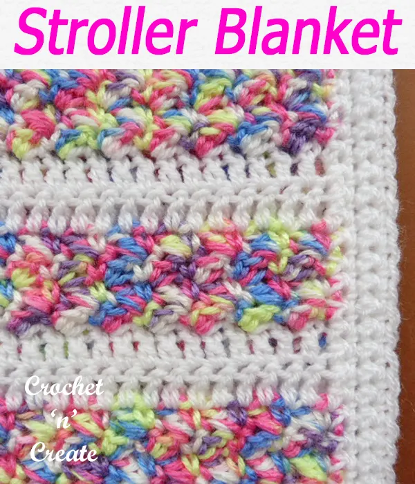 Made in an alternated variegated and plain color combination, this free crochet baby stroller blanket pattern is lovely when made. CLICK and scroll down the page for the pattern. | #crochetblanket #crochetbaby #crochetbabyblanket #crochetncreate #crochet #howto #crochetpattern #freecrochetpattern #easypattern #freepattern #forbeginners #diy #crafts #crochetaddict #followforcrochet