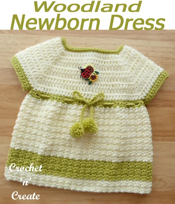 Woodland newborn dress