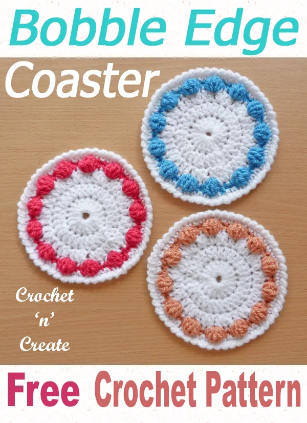 Crochet bobble edge coaster