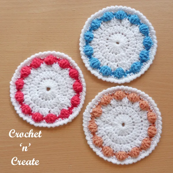 Crochet bobble edge coaster