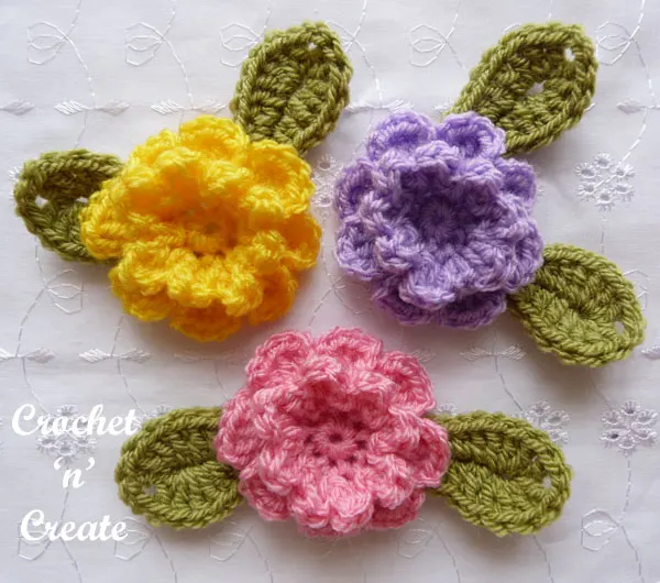 Crochet carnation flower applique