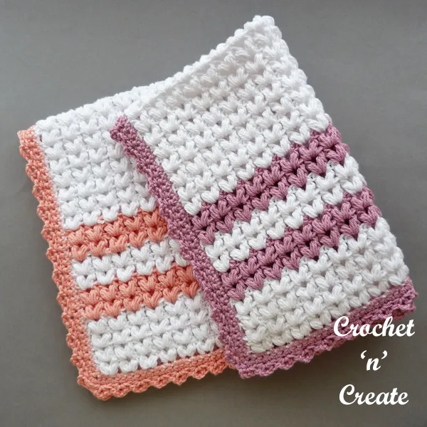 crochet puff stitch dishtowel