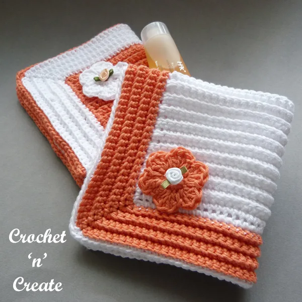 crochet ribbed bathroom washcloth