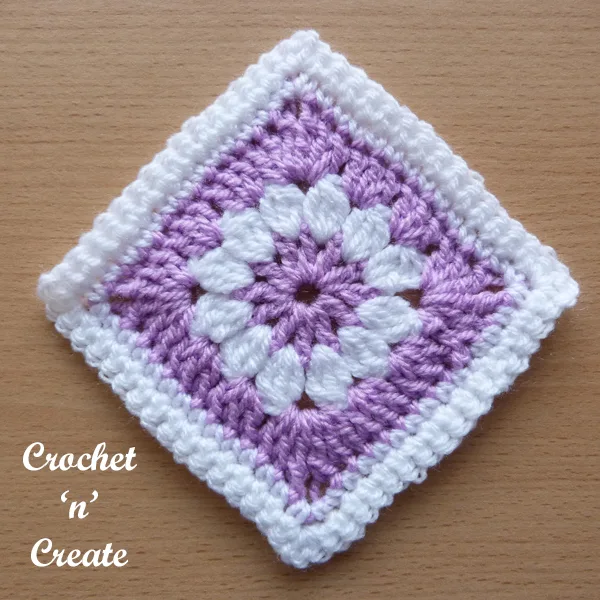 lilac crochet granny square