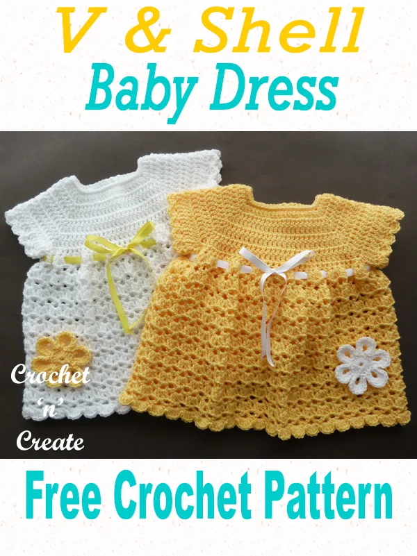 crochet v-shell baby dress