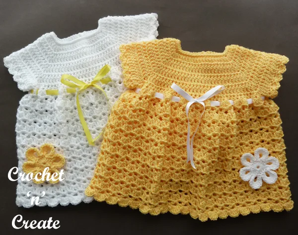 crochet v-shell baby dress