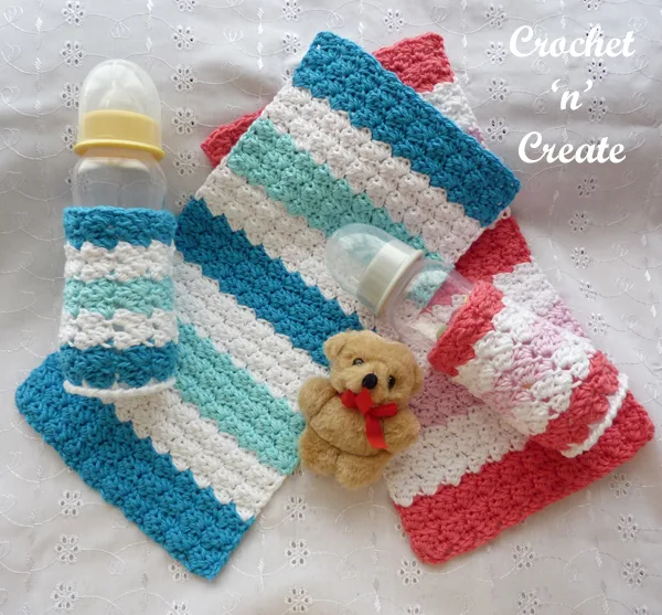 baby burp cloth and bottle cover