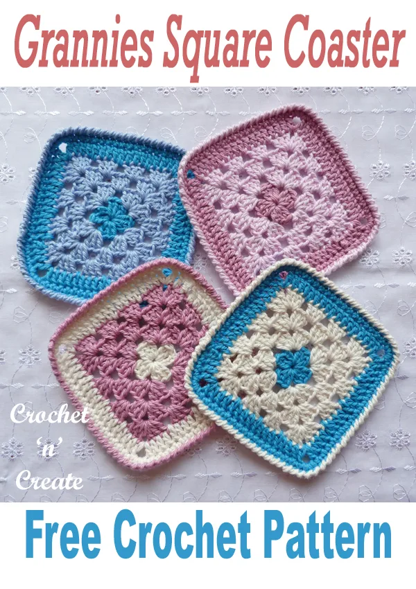 crochet grannies square coaster