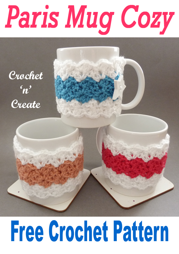 crochet paris mug cozy