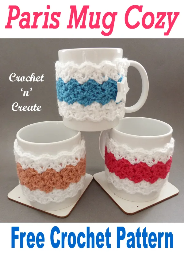 crochet paris mug cozy