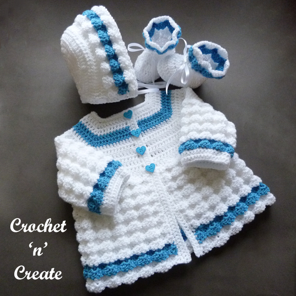 crochet raised shell baby outfit