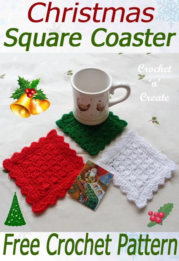 crochet christmas square coaster