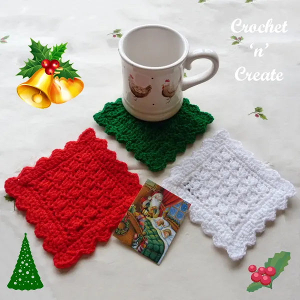 crochet christmas square coaster