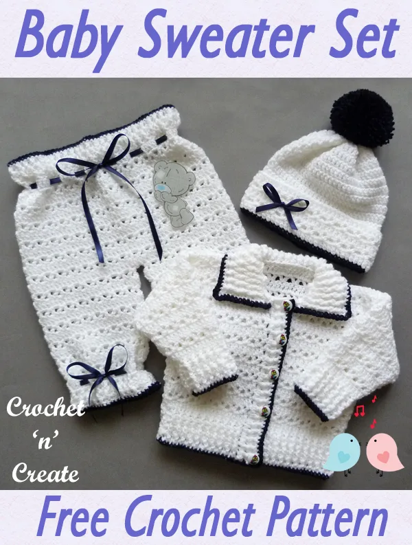 crochet baby sweater set