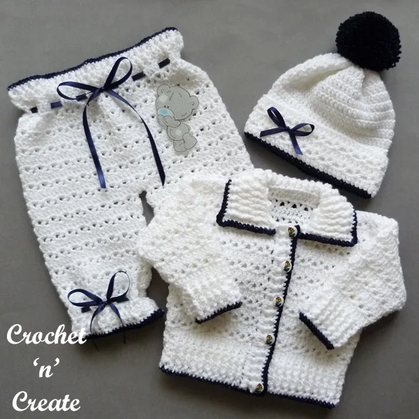 Crochet Baby Sweater Set Free Crochet Pattern on Crochet n Create