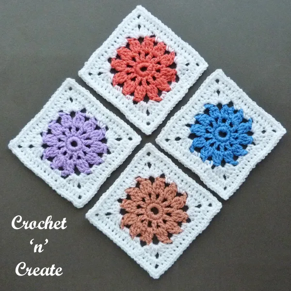 4 color burst blanket squares