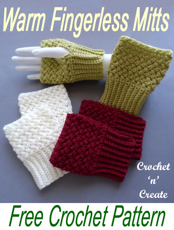 crochet warm fingerless mitts