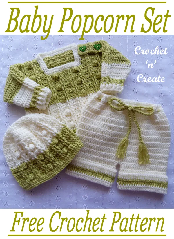 crochet baby popcorn set