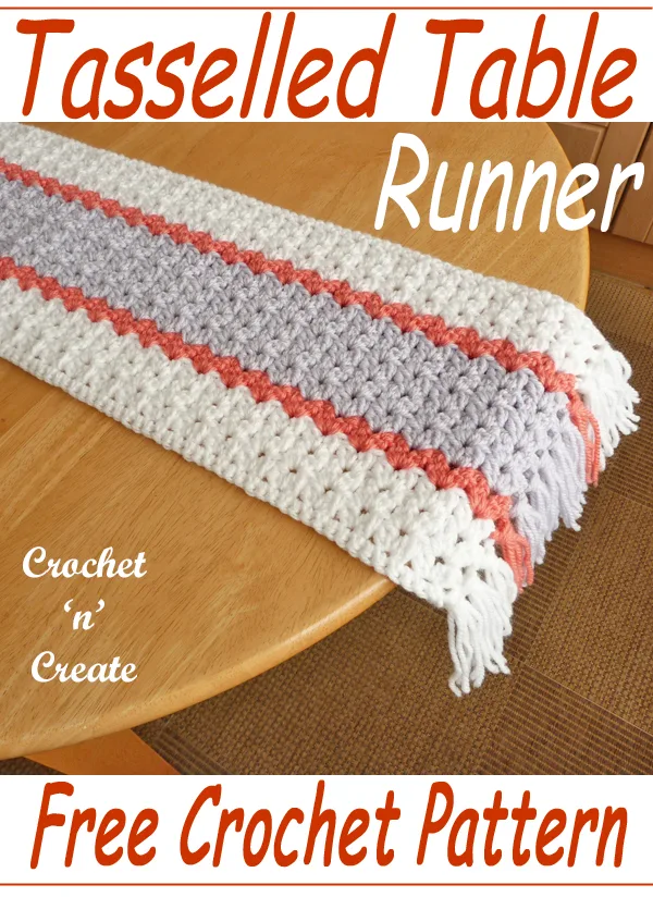 crochet tasseled table runner