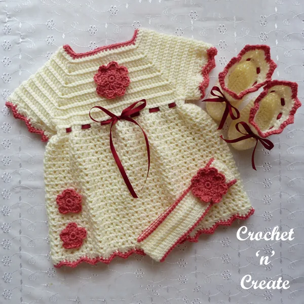 crochet newborn baby dress set