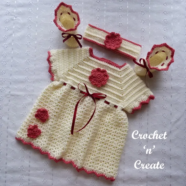 Crochet Newborn Baby Dress Set