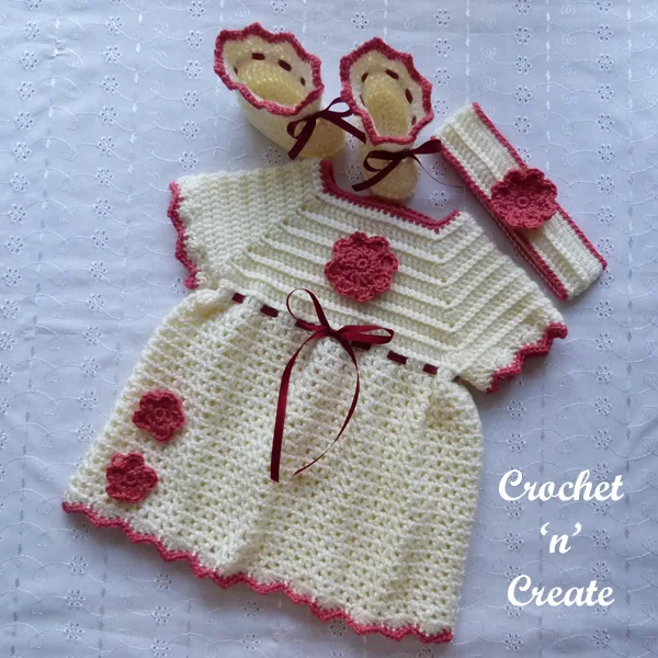 Crochet Newborn Baby Dress Set