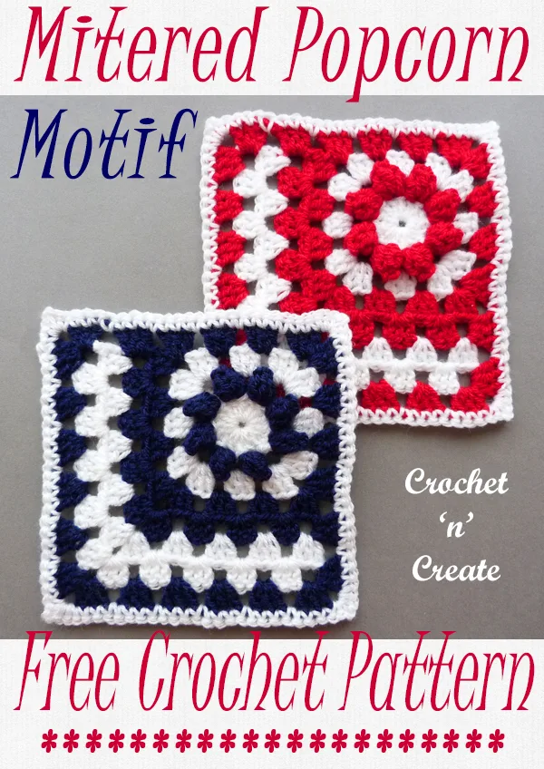 crochet mitered popcorn motif