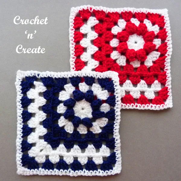 crochet mitered popcorn motif