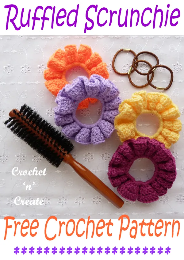 crochet ruffled scrunchie pattern