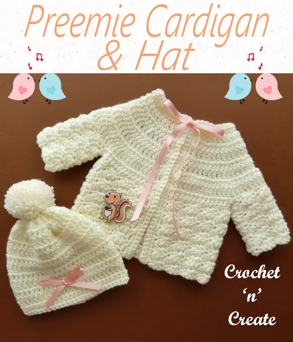 preemie cardigan & hat