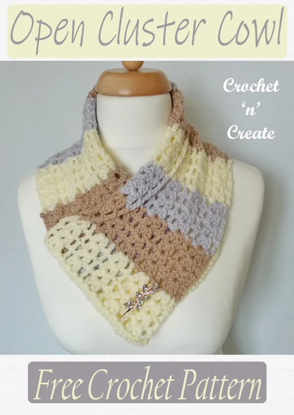 crochet open cluster cowl pattern