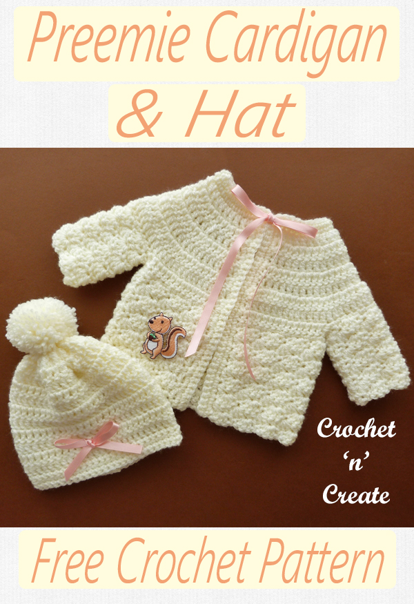 crochet preemie cardigan-hat