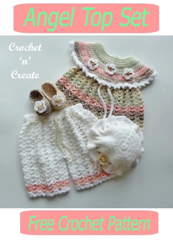 crochet angel top set