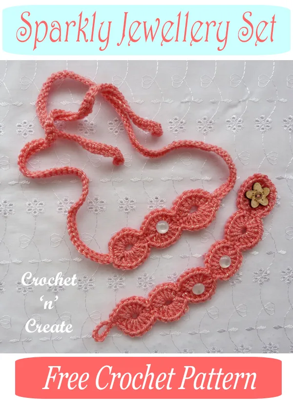 crochet sparkly jewellery set