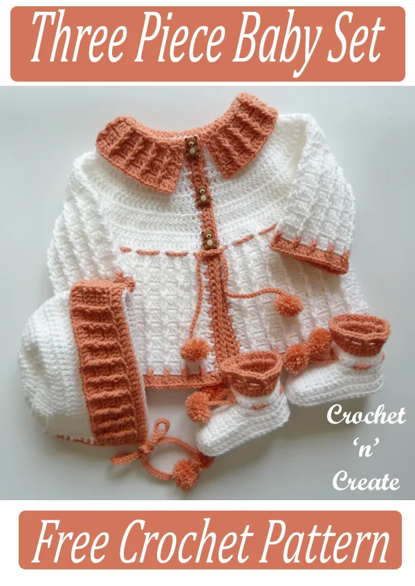 crochet three piece baby set