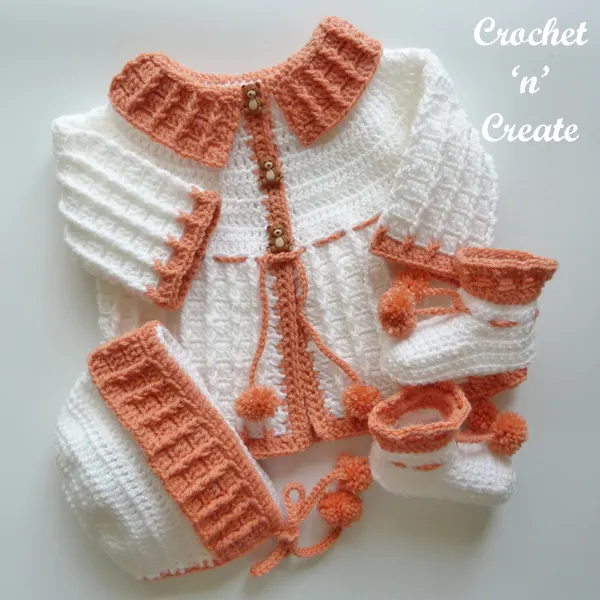 crochet three piece baby set