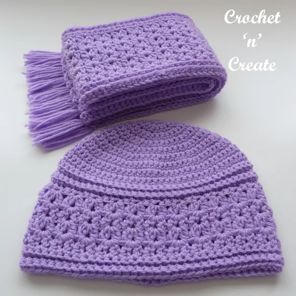 lilac beanie-scarf